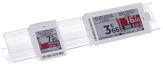 étiquettes 1.6 et 2.9 sur rail plastique
